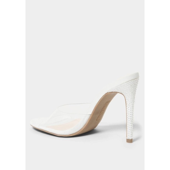 Bebe Sandra Stiletto Heels Sandals Open Toe Clear White Size 11 NWOT - Picture 3 of 11